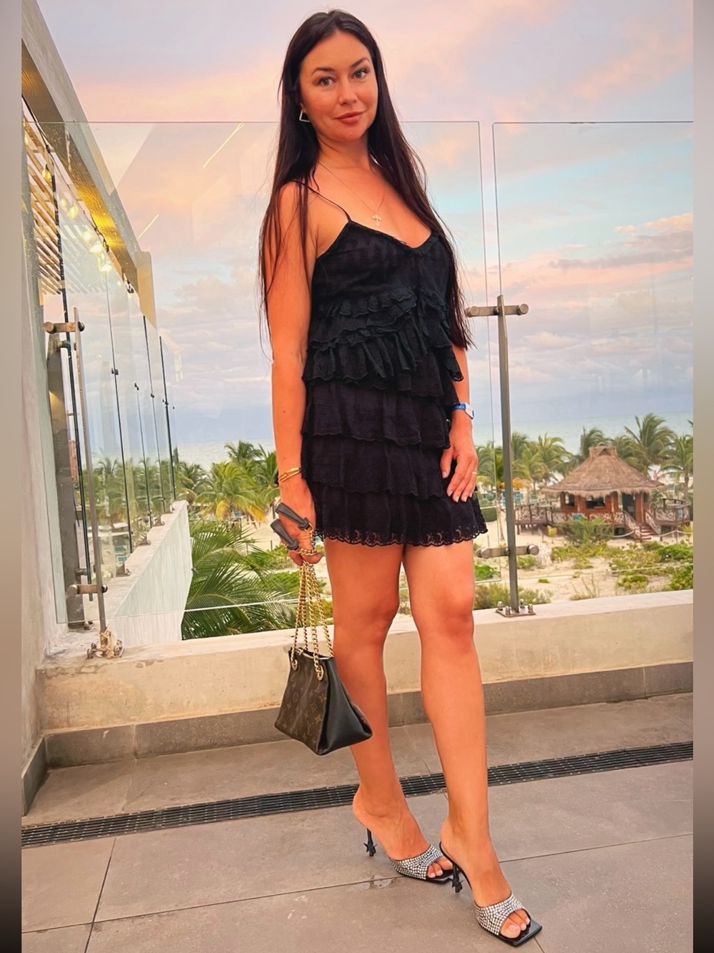 Loveshackfancy Romero Skirt and Abbott Top in Black, Set, Sz M